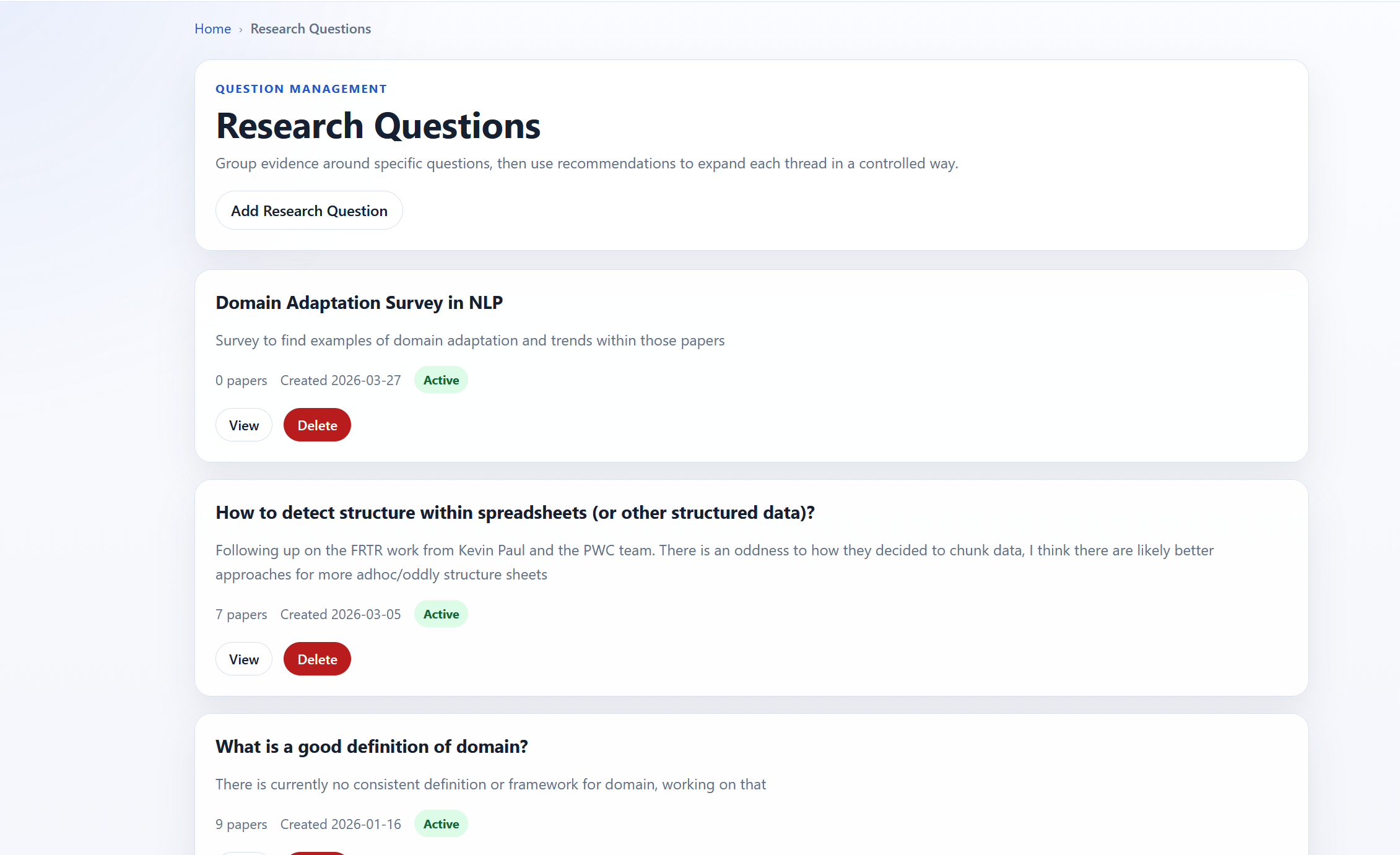 Research hub landing page
